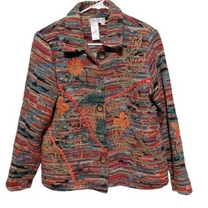 Coldwater Creek Multicolor Embroidered Tapestry Wearable Art Blazer/jacket  PM